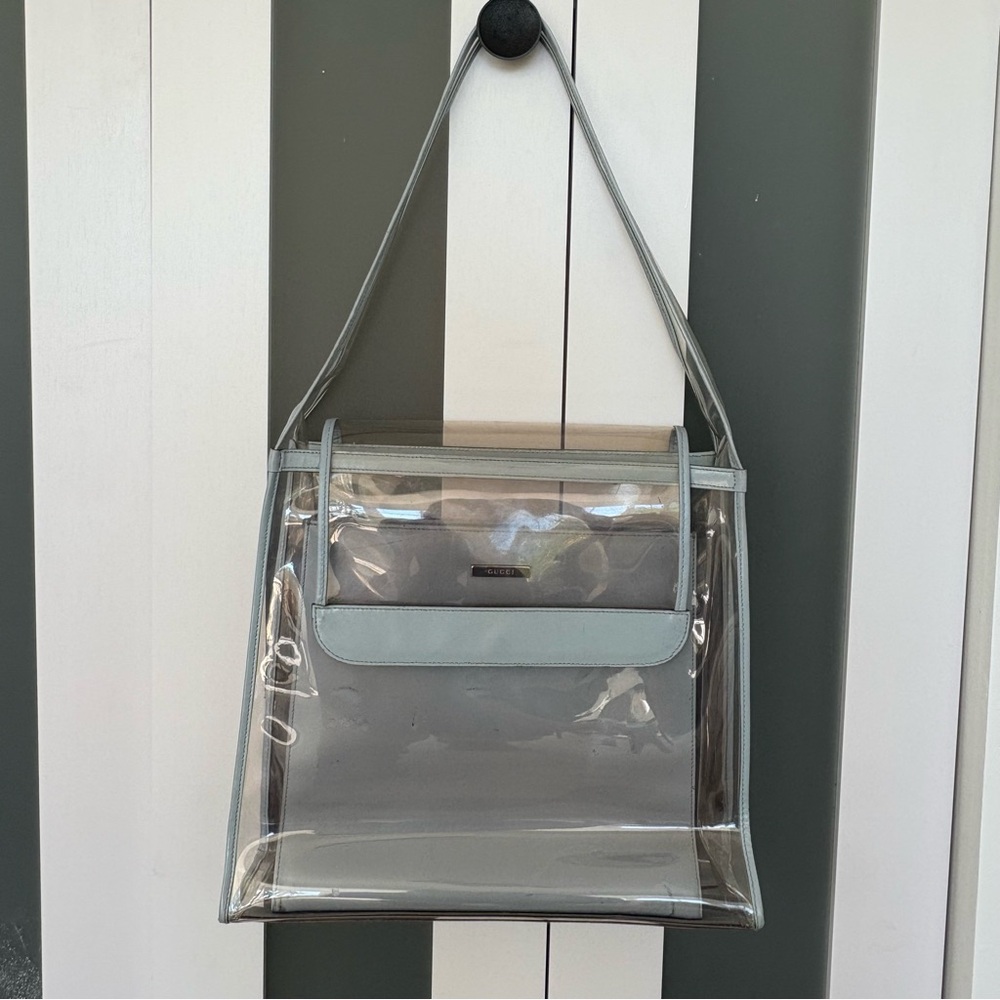 Gucci 2 in 1 Clear PVC & Baby Blue Leather Bag - Picture 4 of 15